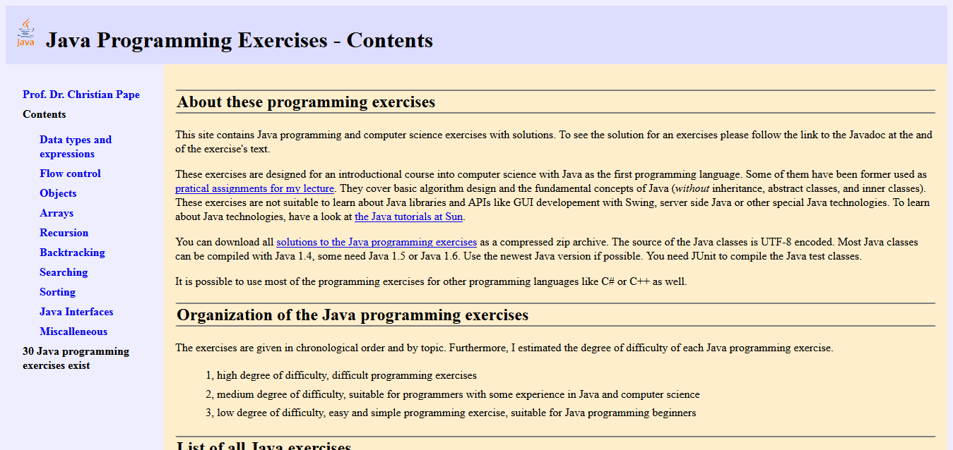 Java Programming Exercises