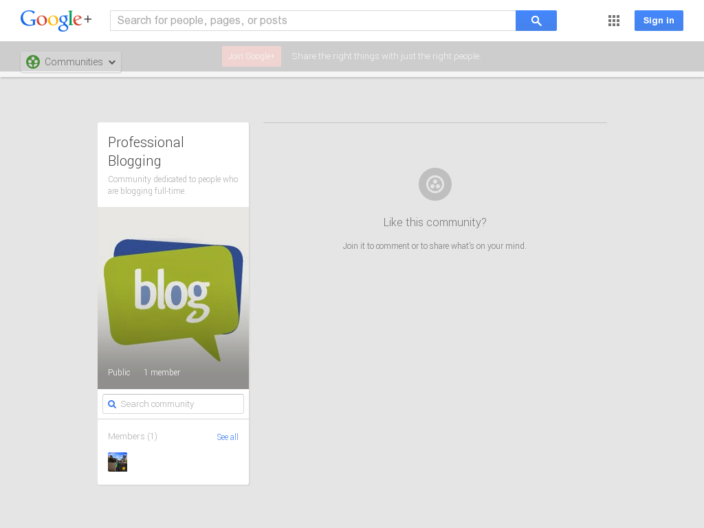 Professional Blogging Community Google+