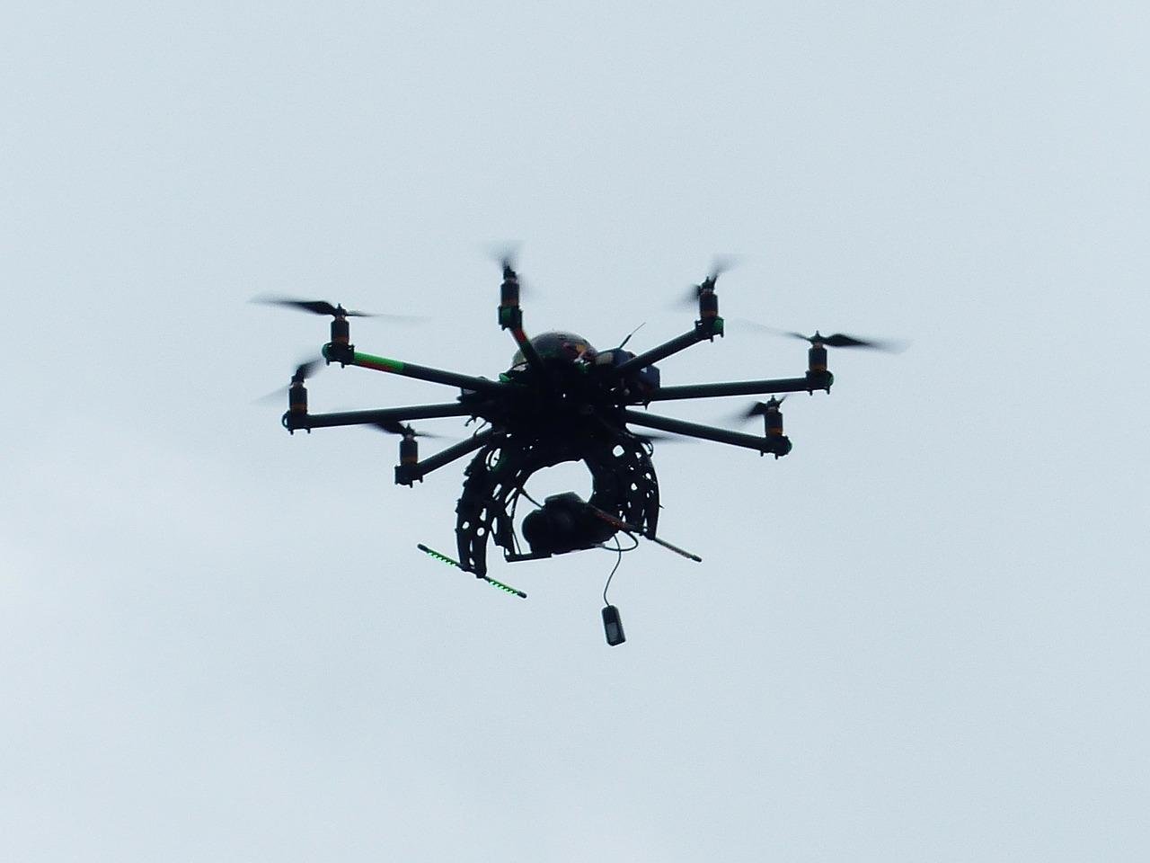 Black Drone Flying in the Air