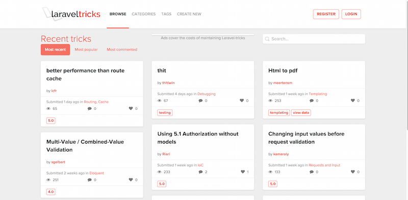 Browsing Most Recent Laravel Tricks Laravel Tricks.com