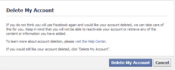 Facebook Delete My Account