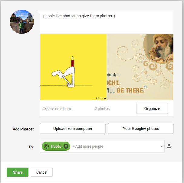 Google+ Adding Photos