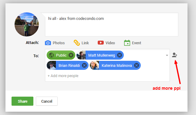 Google+ Tagging People