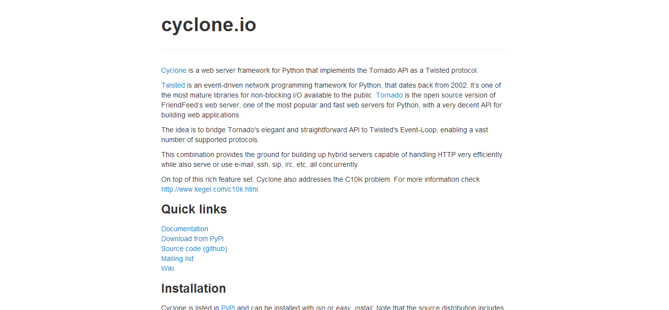 cyclone.io The web server framework for Python