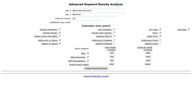 Advanced Keyword Density Analyzer