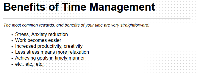 Benefits of Time Management