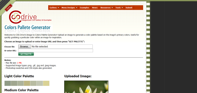 CSS Drive_ Image to Colors Palette Generator