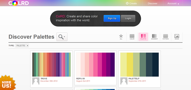 Discover Palettes — Art & Design Inspiration at ColRD_com