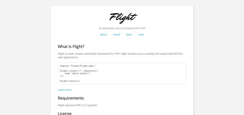 Flight - An extensible micro-framework for PHP