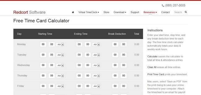 Free Time Card Calculator