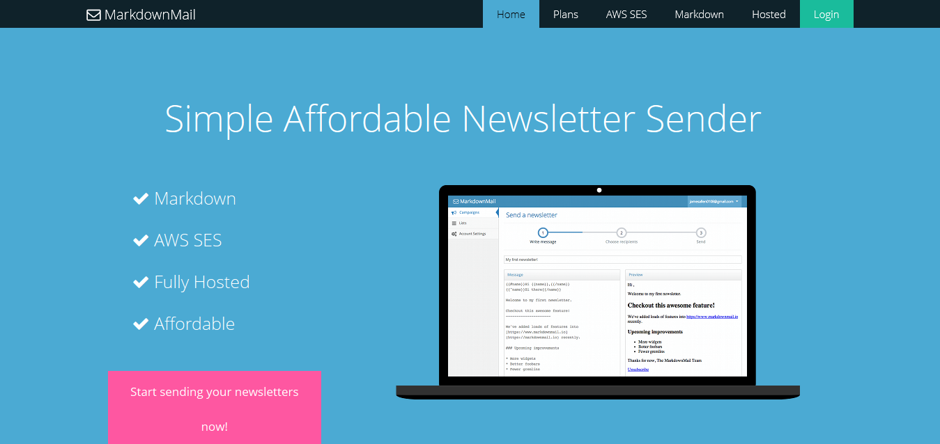 MarkdownMail - Simple Affordable Newsletter Sender