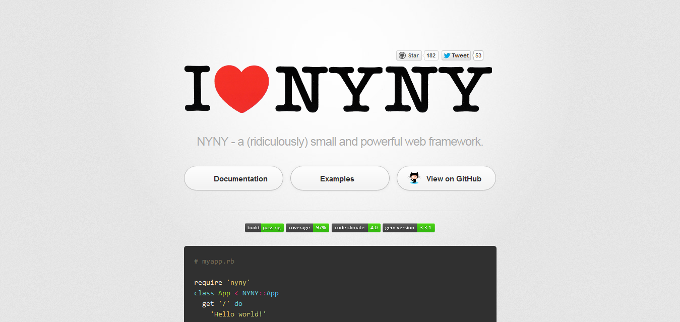 NYNY - a (ridiculously) small and powerful web framework