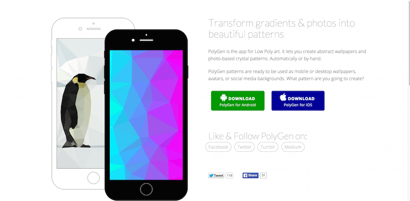 PolyGen App for iOS and Android Low Poly Art and Wallpapers
