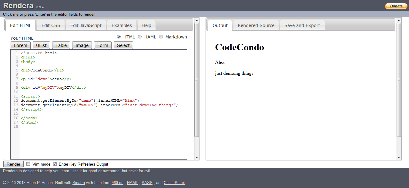 Rendera - Online HTML5 Editor