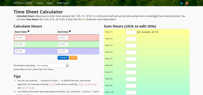 time calc hours