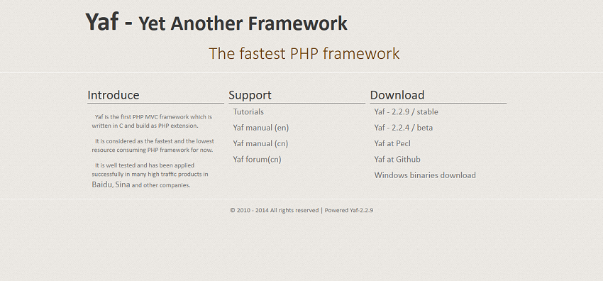 Yaf - The fastest PHP framework