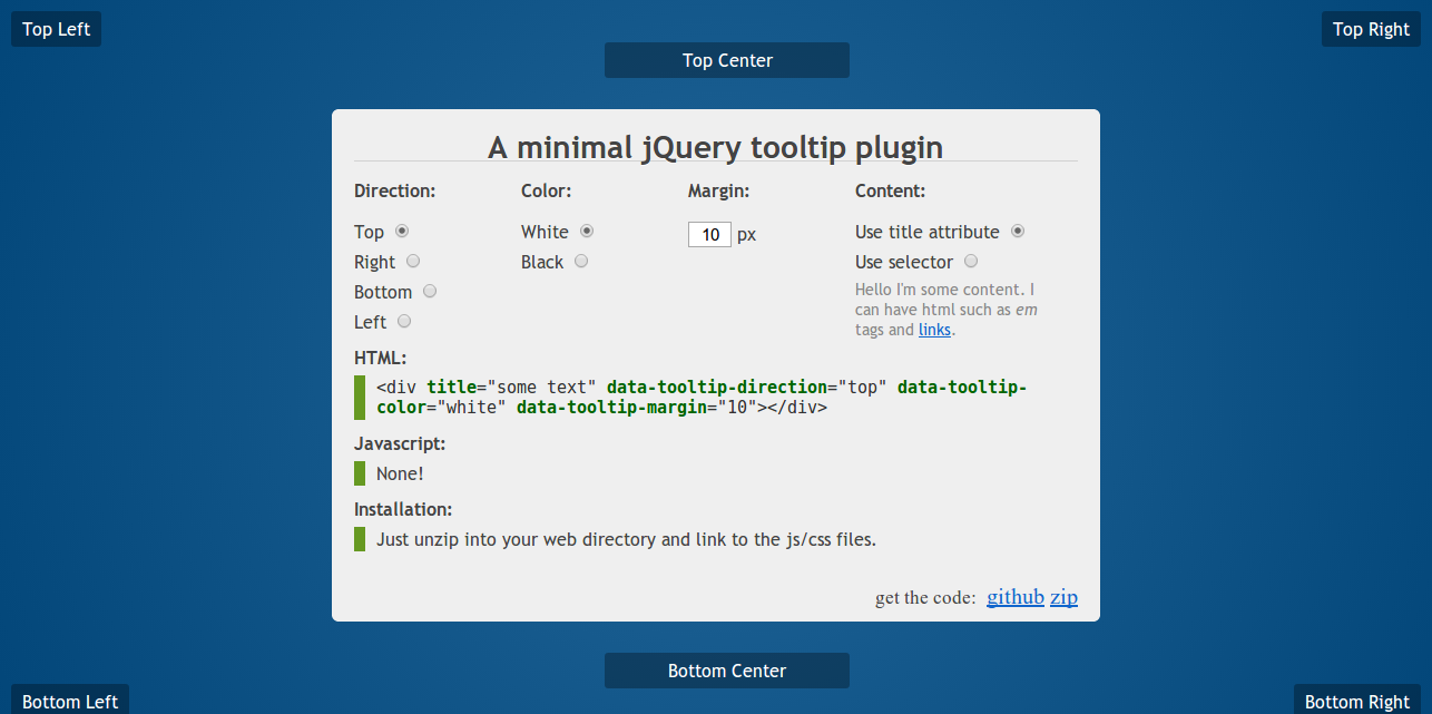 A minimal jQuery tooltip plugin
