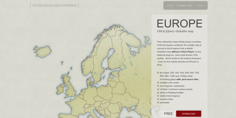 Europe CSS jQuery clickable map by Winston Wolf