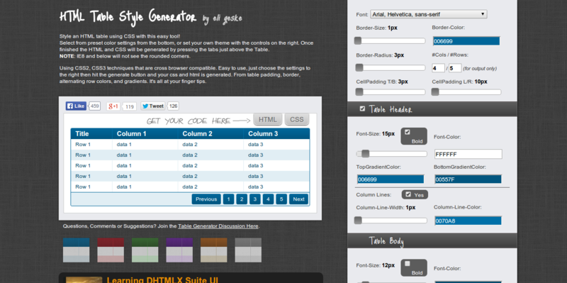 HTML Table Style Generator by eli geske