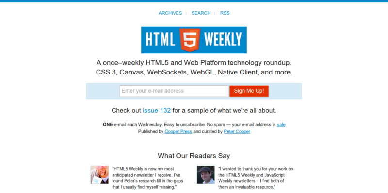 HTML5 Weekly  A Free  Weekly Email Newsletter