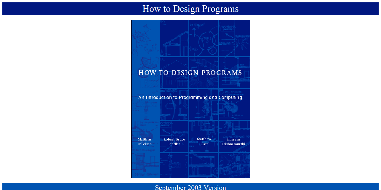 How to Design Programs