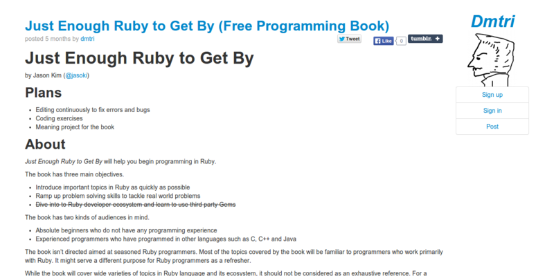 Just Enough Ruby to Get By  Free Programming Book    dmtri