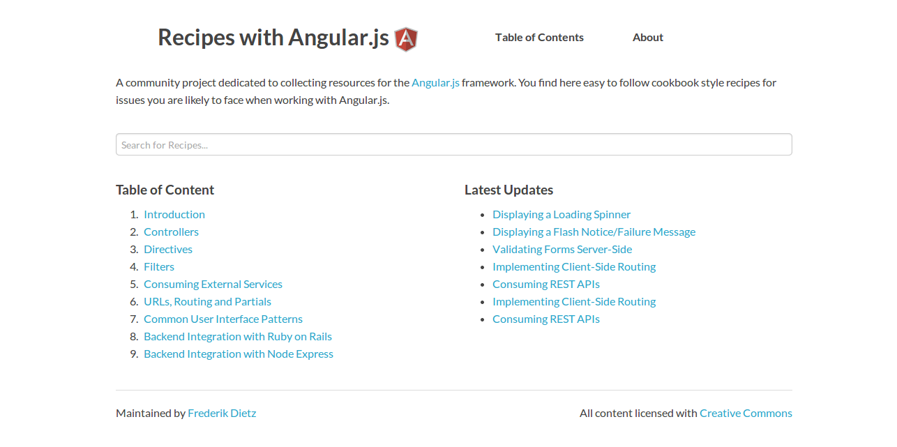 Recipes with Angular.js Home