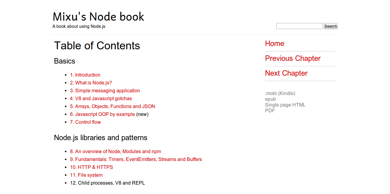 Table of Contents Mixu s Node book Mixu s Node book