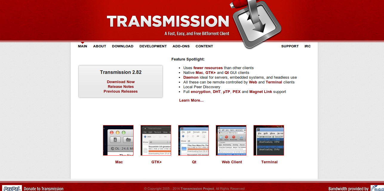 free transmission torrent client server