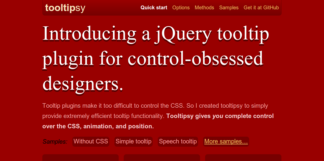 tooltipsy   jQuery tooltip plugin for control obsessed designers.