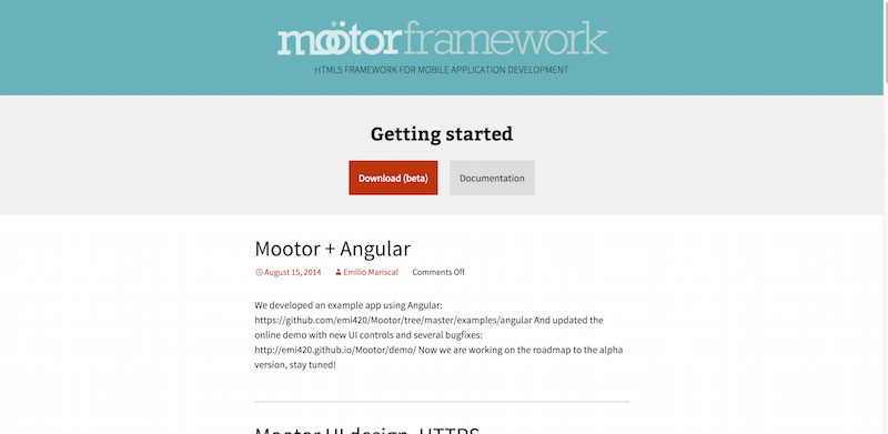 Mootor Framework HTML5 framework for mobile application development