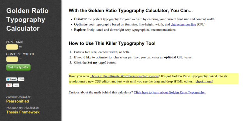 Pearsonified’s Golden Ratio Typography Calculator