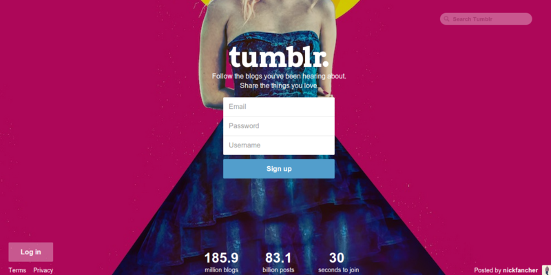 Sign up Tumblr