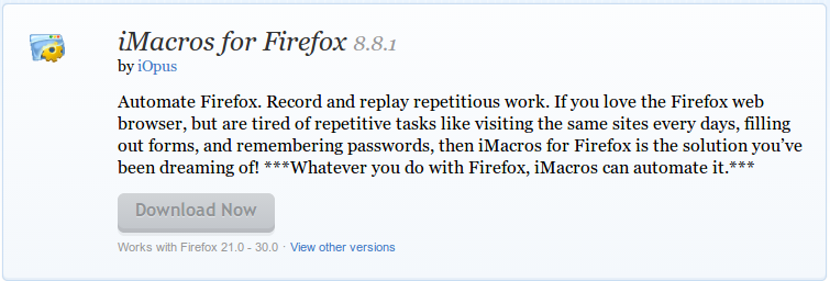 iMacros for Firefox Add ons for Firefox