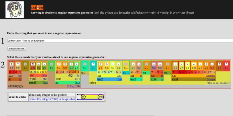 txt2re headache relief for programmers regular expression generator