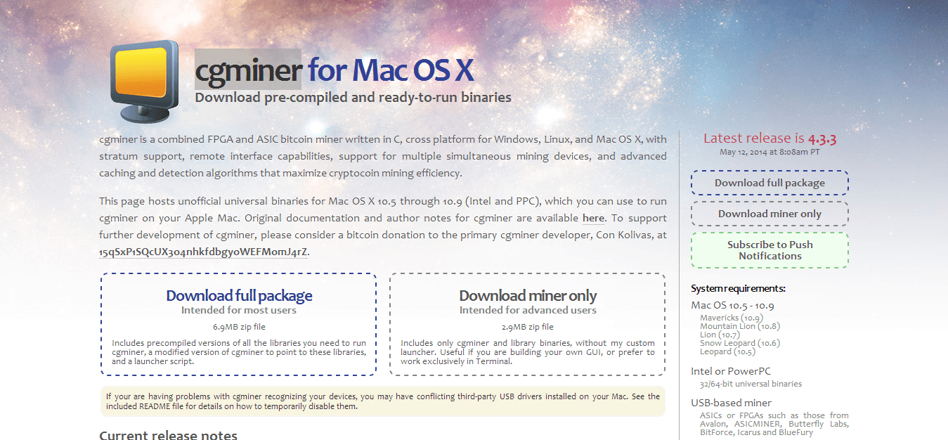 cgminer for Mac OS X