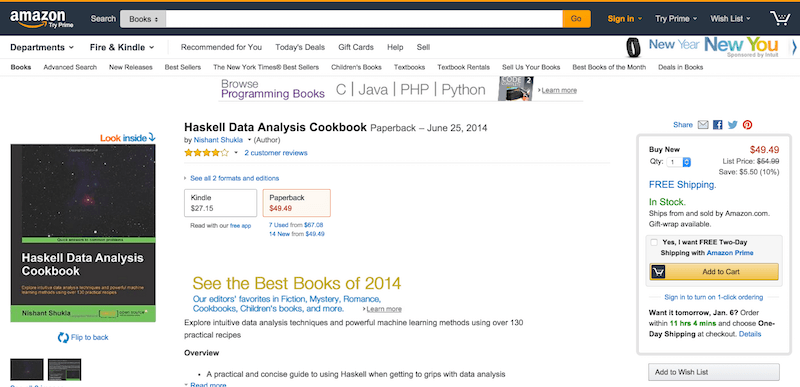 Haskell Data Analysis Cookbook Nishant Shukla 9781783286331 Amazon.com Books
