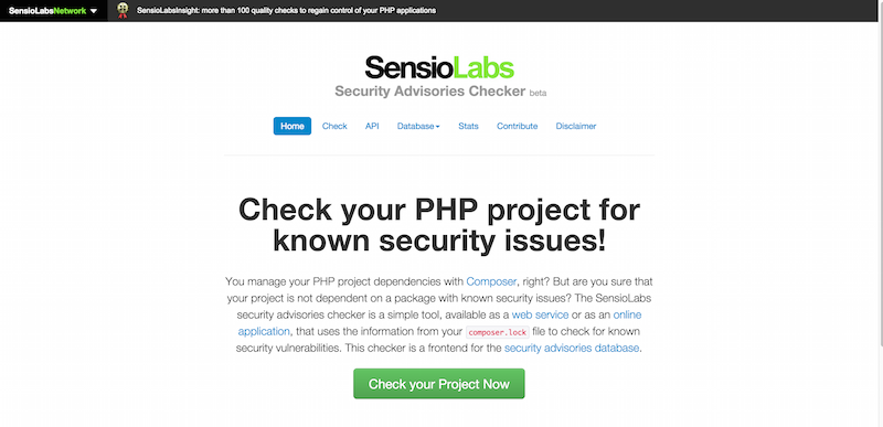 Check your PHP project for known security issues   SensioLabs Security Advisories Checker