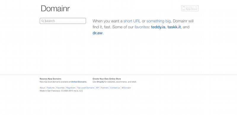 Domainr fast free domain name search short URLs international domain registration