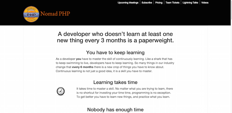 Start a habit of Continuous Learning with Nomad PHP