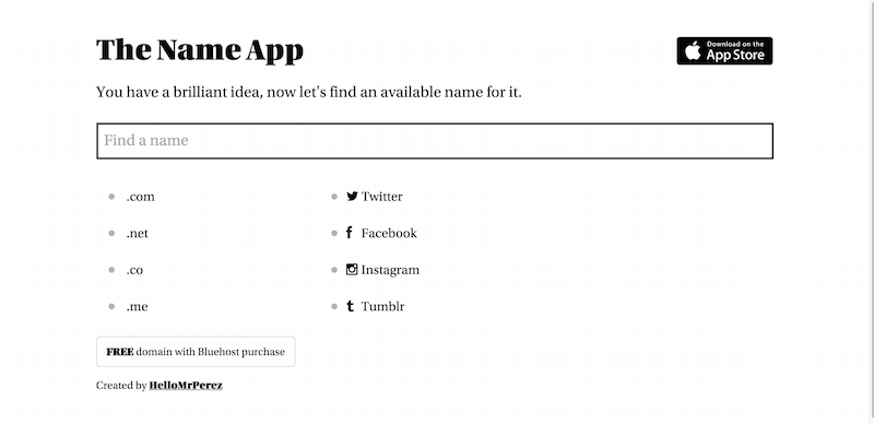 The Name App Domain Social Media Name Finder