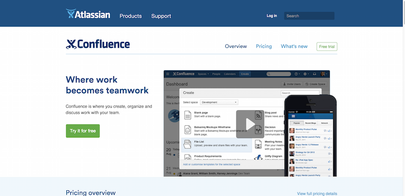 Confluence Team Collaboration Software Atlassian
