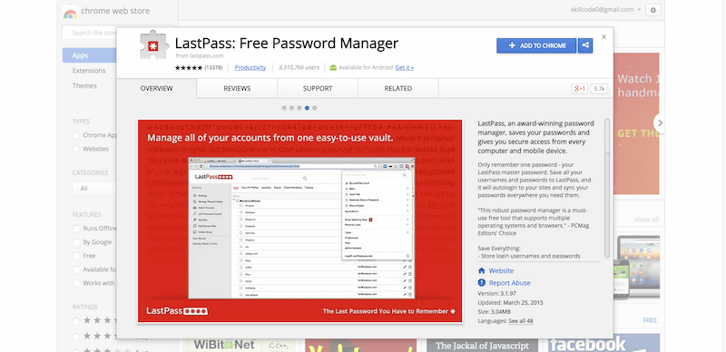 LastPass  Free Password Manager   Chrome Web Store