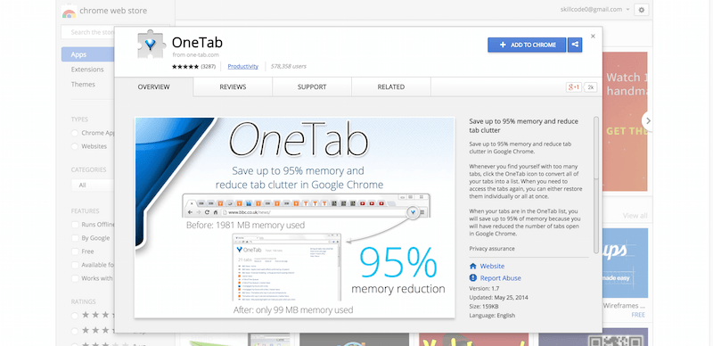 OneTab   Chrome Web Store