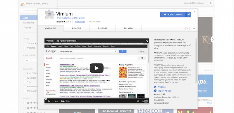 Vimium   Chrome Web Store