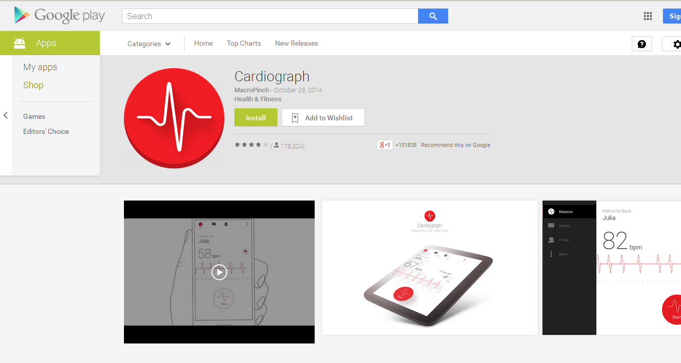 cardiograph for android note