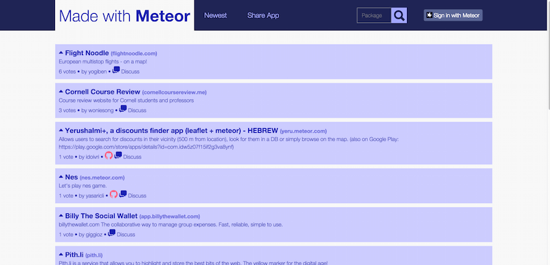 meteor developer apps