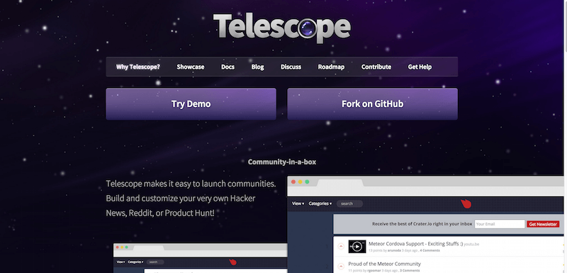 Telescope Build your own Hacker News Reddit or Product Hunt.