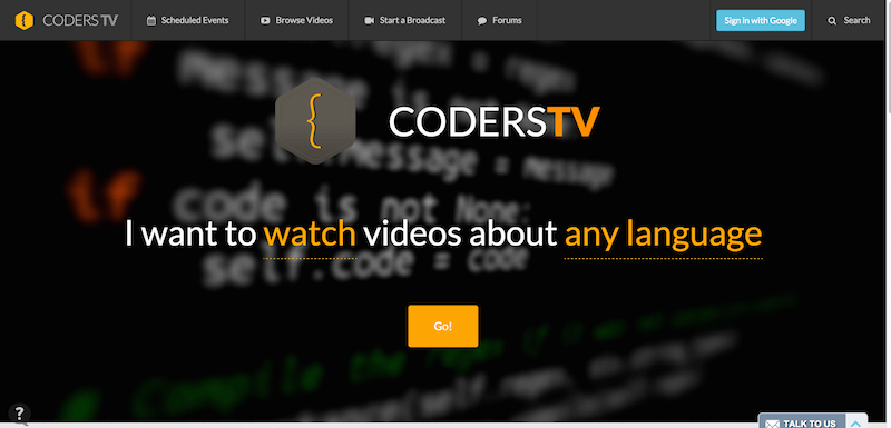 Watch programming videos or broadcast your coder skills with the world CodersTV