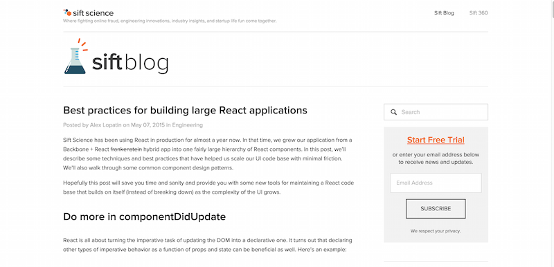 Best practices for building large React applications — Sift Science Blog